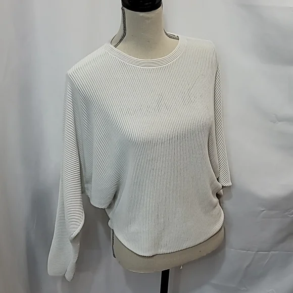 WILFRED Ribbed Viscose Linen Blend Parachute Drop Shoulder Top Blouse - Picture 1 of 9